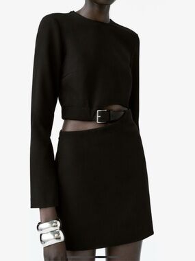 Zara Belted Dress Cut Out NWT Spring Summer Elegant Evening Party Birthday